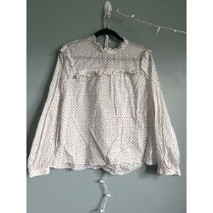 Madewell White and Black Polka Dot Blouse